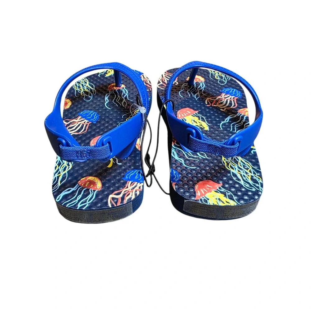 Kids Blue Jellyfish‎ Flip Flops Sandals Size 5-6 Toddler Beach Summer NWT
